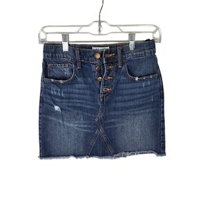 Old navy girls button up adjustable waistband Denim Blue Jeans skirt size 10/12
